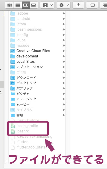 .bash_profileが表示されたファインダー