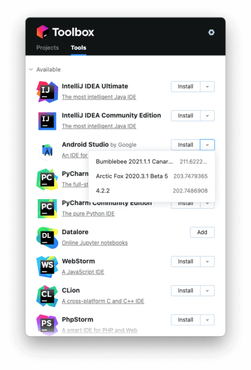 Android StudioのインストールはJetBrains Toolboxがおすすめ スクリプちん