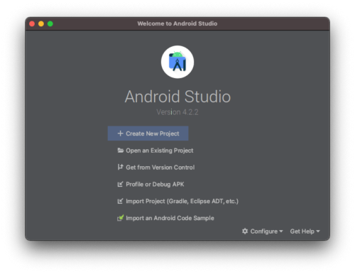 Android Sudio4.2.2の初期画面