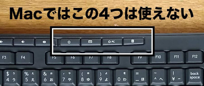 ロジクールMK295GP：ホットキー右の4つはMacでは使えない