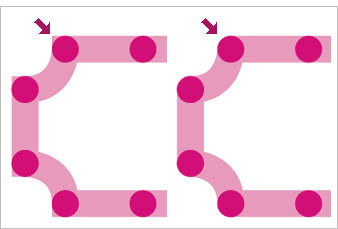 InDesign：「段落の囲み罫と背景色」で点（句点）の間隔カラーの「角の形状」をラウンドにした例