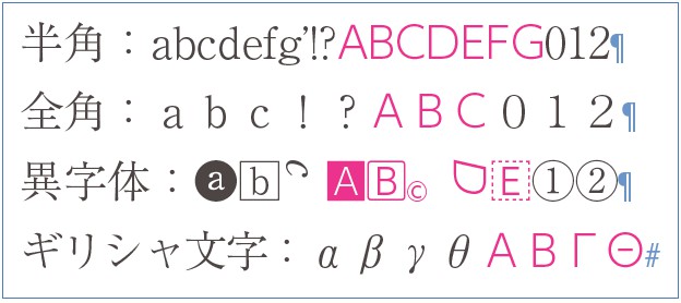 InDesignの正規表現検索で「\u」の検索結果で、任意の大文字がマッチしている例