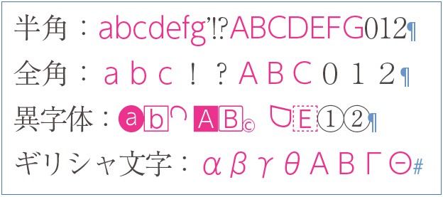 InDesignの正規表現検索で「[\l\u]」の検索結果で、欧文アルファベット文字がマッチしている例