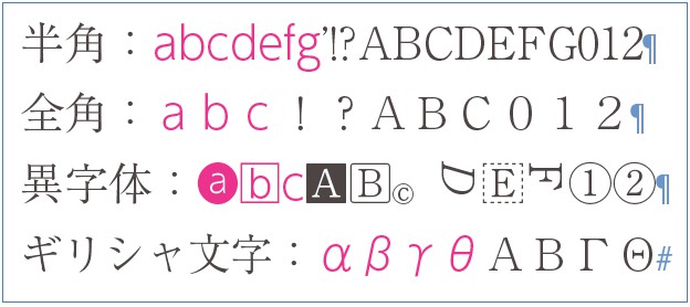 InDesignのPosix正規表現検索で「[[:lower:]]」の検索結果で、アルファベット小文字がマッチしている例