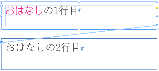 InDesignの正規表現検索「\A」を使った検索結果で、ストーリーの先頭にある「おはなし」という文字がマッチしている例