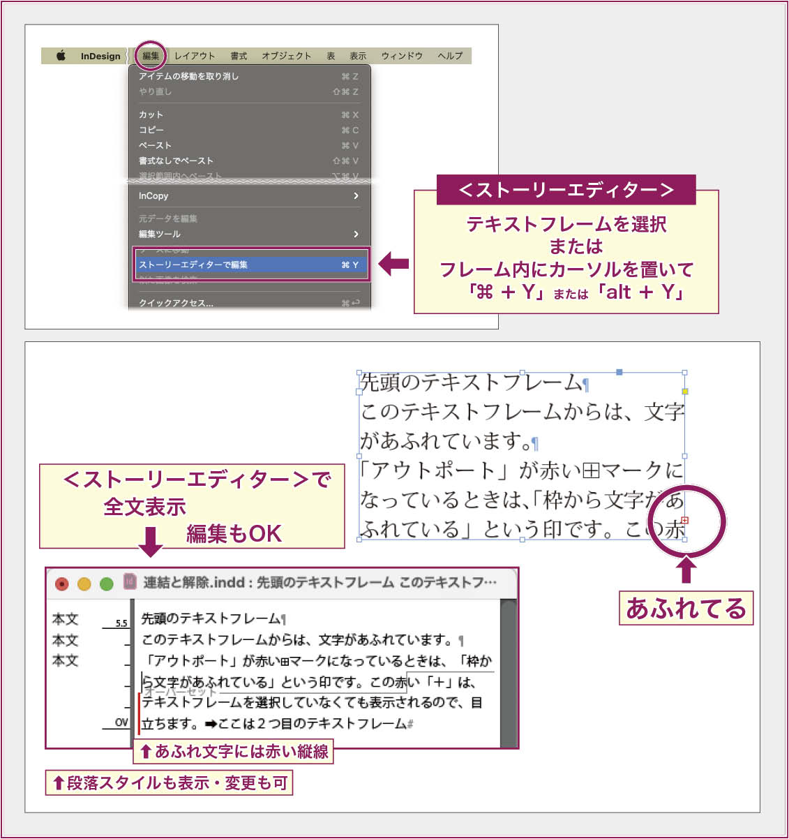 【InDesign】テキストフレーム連結で文字あふれ解消！連結解除・コピペ・削除・異種連結も解説